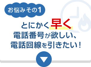 お悩みその1 とにかく早く電話番号が欲しい、電話回線を引きたい！