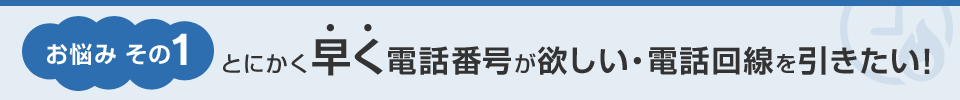 お悩み その1 とにかく早く電話番号が欲しい・電話回線を引きたい!
